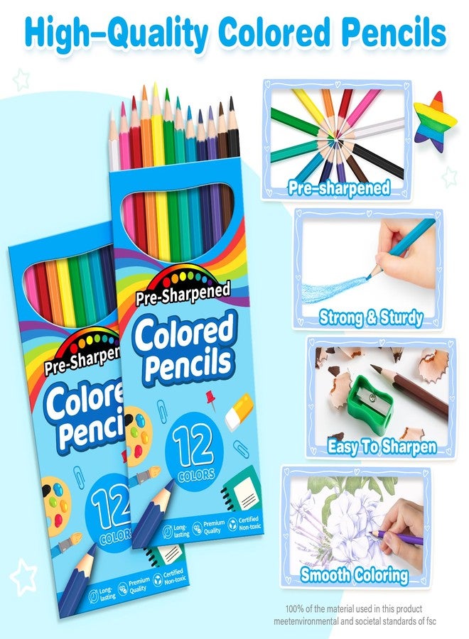 V-Opitos 432 Count Colored Pencils Bulk, 36 Pack 12 Assorted Colors with Sharpener, Pre-sharpened Coloring Pencils for Kids, Ideal School Classroom Supplies - Image 3