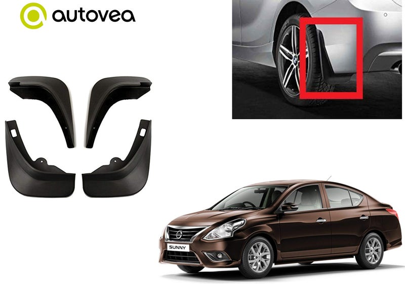 AUTOVEA® Plastic Mud Flaps | Mud Guard | Set of 4 | Six Months Warranty | Compatibe with Nissan Sunny - Image 1