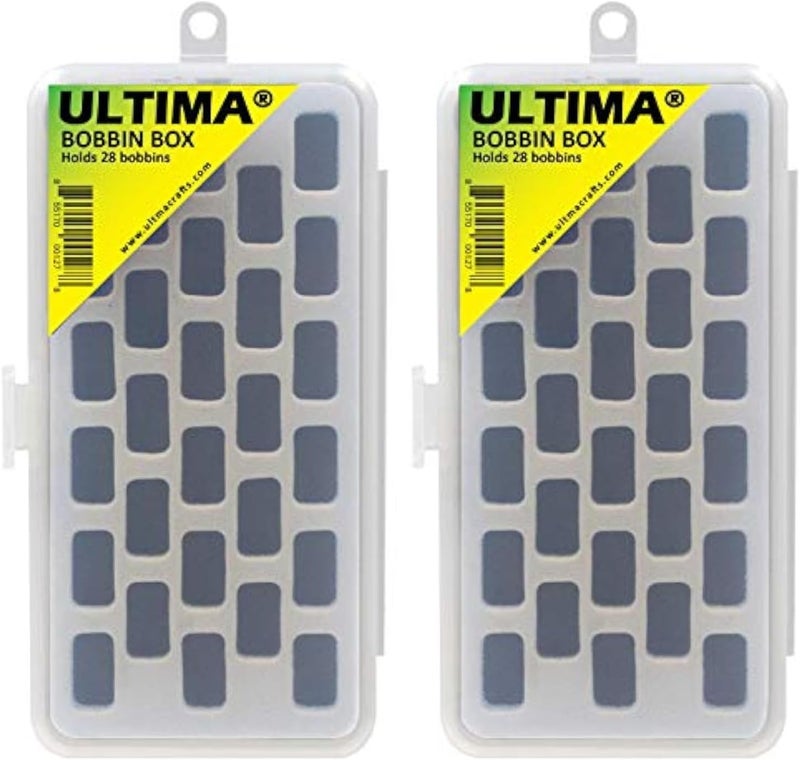 Ultima Bobbin Cases, Two Pack – Two Plastic See Through Bobbin Storage Boxes – Each Bobbin Holder Holds 28 Class-15 (SA156) Bobbins - Image 1