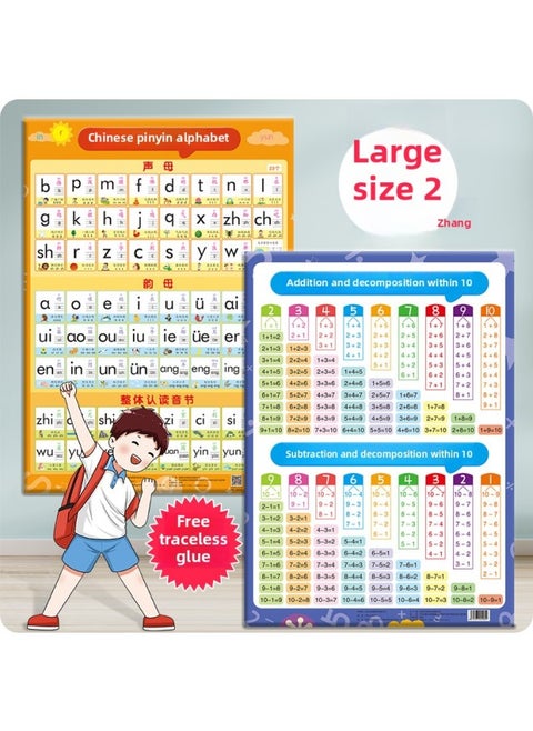 Addition And Subtraction Within 10 Wall Chart Young Cohesion Chinese Mathematics 99 Multiplication Table Wall Chart 7 Wall Stickers Suit-Specification:[2 Pictures] Addition And Subtraction Within 10 + Pinyin Wall Chart