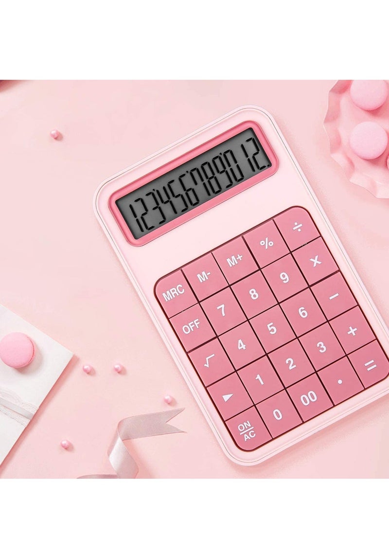 Generic Desktop Calculator, 12 Digit Large Battery LCD Display Office and Big Button for Daily Basic, Business, High School - Pink  - Image 1