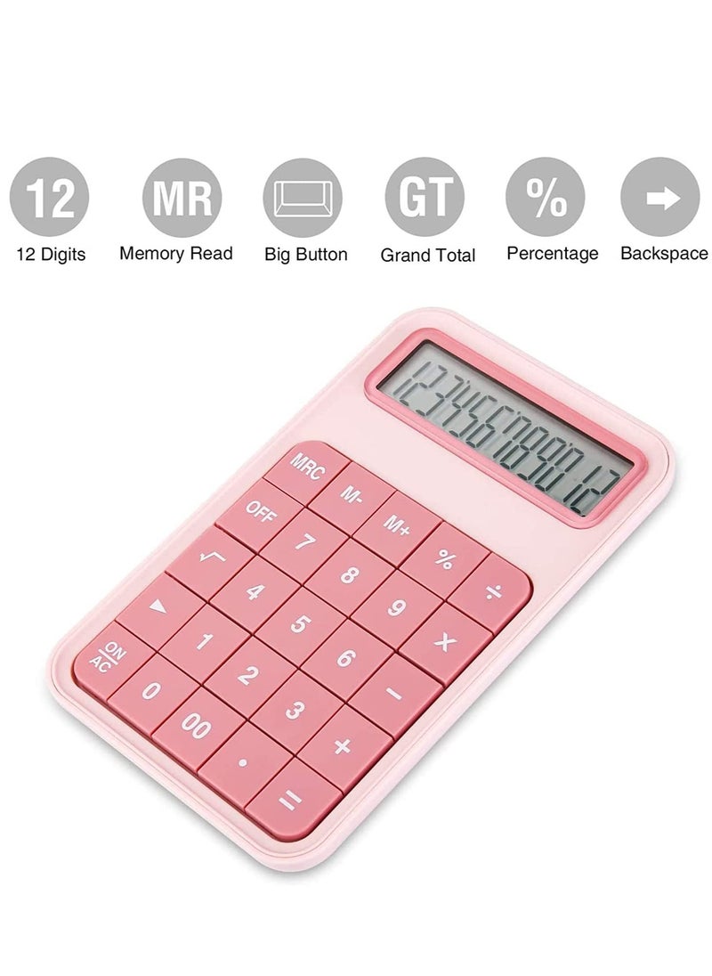Generic Desktop Calculator, 12 Digit Large Battery LCD Display Office and Big Button for Daily Basic, Business, High School - Pink  - Image 5