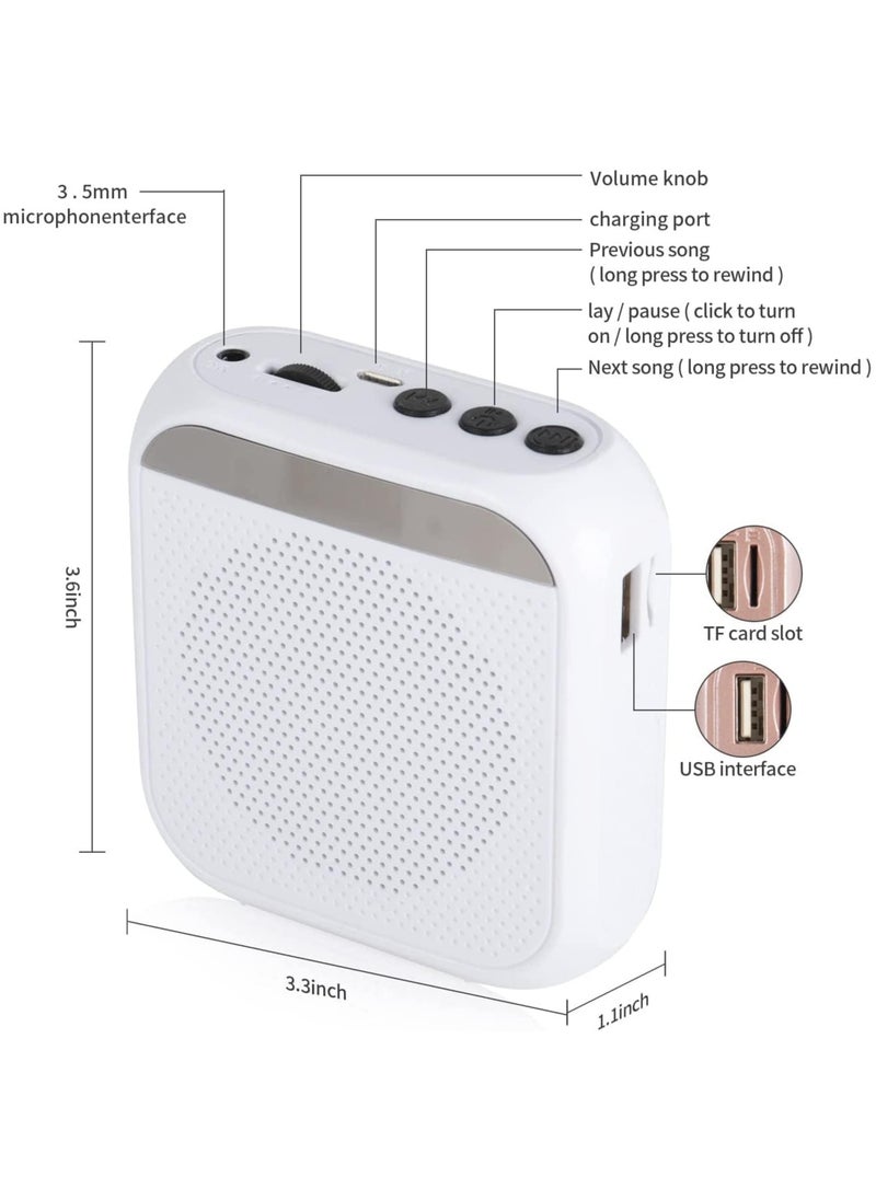 Arabest - Voice Amplifier with Wired Microphone Headset, Portable Rechargeable PA System Speaker Personal Microphone Speech Amplifier, Loudspeaker for Teachers, Tour Guides/Coaches Metting/Yoga/Fitness (White) - Image 1