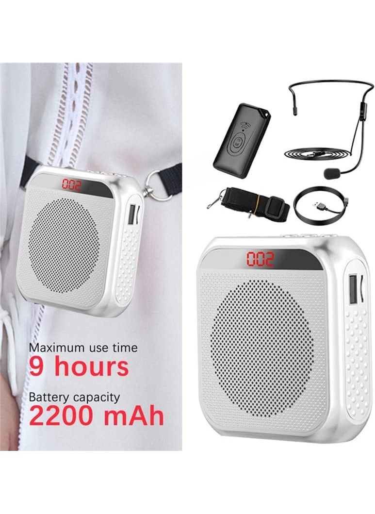 Arabest - Voice Amplifier with Wired Microphone Headset, Portable Rechargeable PA System Speaker Personal Microphone Speech Amplifier, Loudspeaker for Teachers, Tour Guides/Coaches Metting/Yoga/Fitness (White) - Image 1