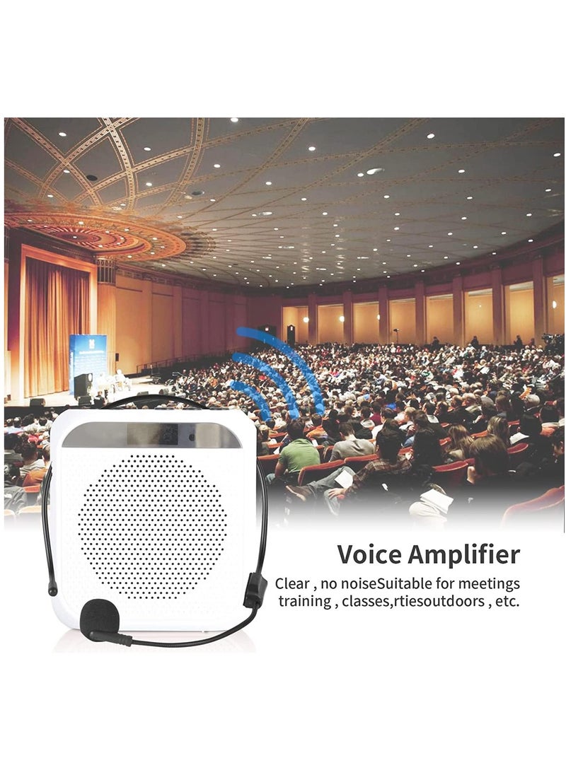 Arabest - Voice Amplifier with Wired Microphone Headset, Portable Rechargeable PA System Speaker Personal Microphone Speech Amplifier, Loudspeaker for Teachers, Tour Guides/Coaches Metting/Yoga/Fitness (White) - Image 1