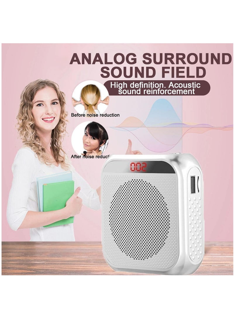 Arabest - Voice Amplifier with Wired Microphone Headset, Portable Rechargeable PA System Speaker Personal Microphone Speech Amplifier, Loudspeaker for Teachers, Tour Guides/Coaches Metting/Yoga/Fitness (White) - Image 1