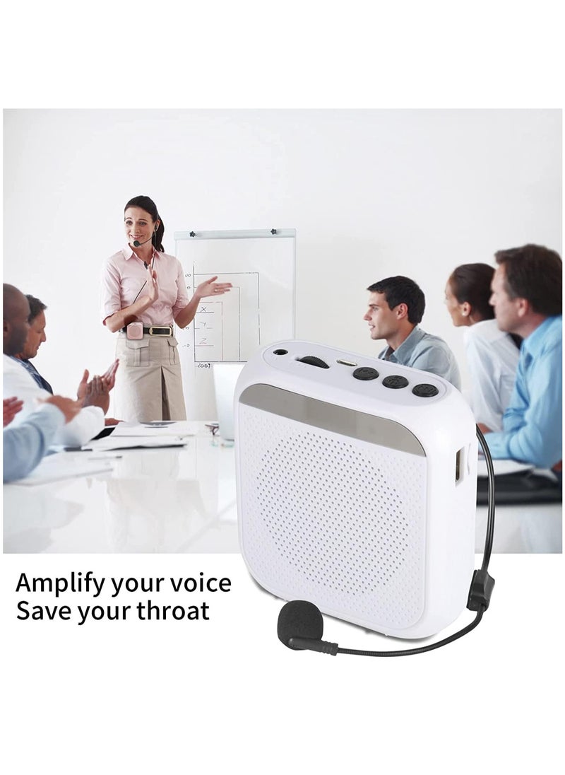 Arabest - Voice Amplifier with Wired Microphone Headset, Portable Rechargeable PA System Speaker Personal Microphone Speech Amplifier, Loudspeaker for Teachers, Tour Guides/Coaches Metting/Yoga/Fitness (White) - Image 1