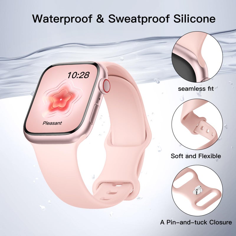 SuperNaNa Sport Silicone Band Compatible with Apple Watch Bands 40mm 38mm 41mm 44mm 45mm 42mm 49mm Women Men,Soft Wristband Waterproof Replacement Sport Strap for iWatch Bands Series 9 8 7 6 5 4 3 2 1 SE Ultra - Image 2
