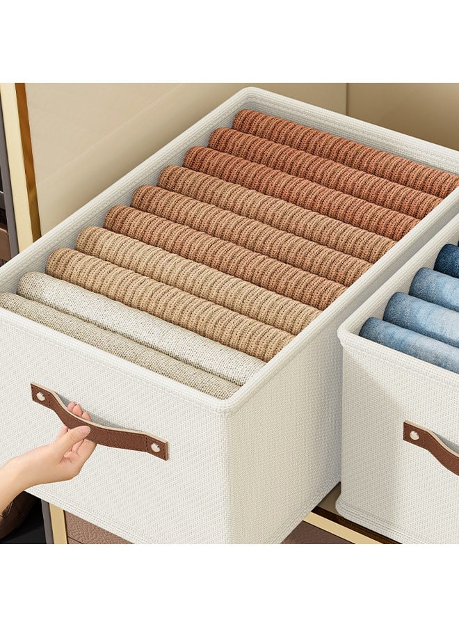 Topyich - Closet Clothes Organizer with Handle, 3 Pcs Fabric Storage Boxes , Stackable Foldable Closet Container for Organizing Clothes Toys - Image 1