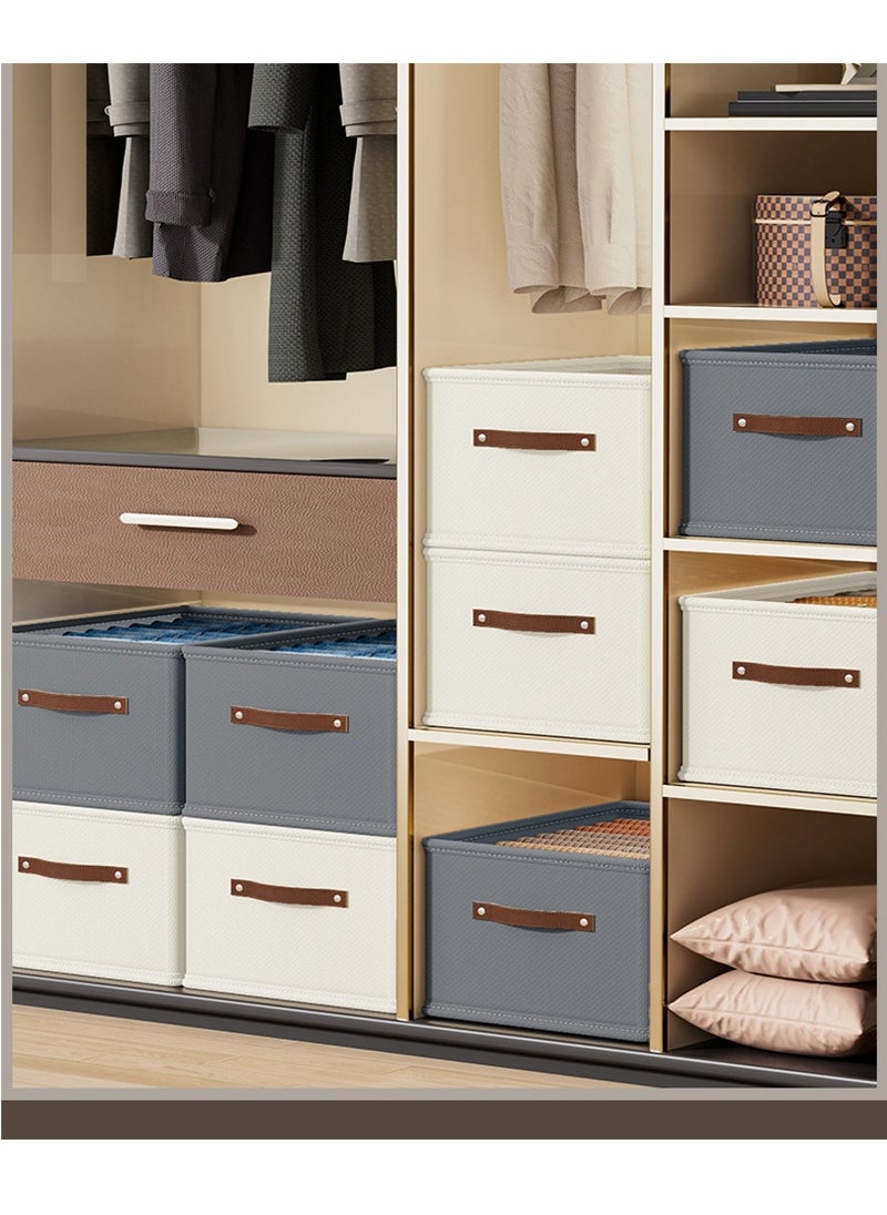 Topyich - Closet Clothes Organizer with Handle, 3 Pcs Fabric Storage Boxes , Stackable Foldable Closet Container for Organizing Clothes Toys - Image 1