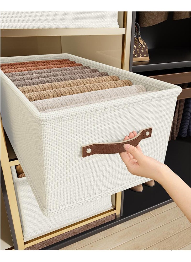 Topyich - Closet Clothes Organizer with Handle, 3 Pcs Fabric Storage Boxes , Stackable Foldable Closet Container for Organizing Clothes Toys - Image 1