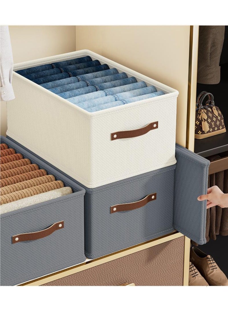 Topyich - Closet Clothes Organizer with Handle, 3 Pcs Fabric Storage Boxes , Stackable Foldable Closet Container for Organizing Clothes Toys - Image 1