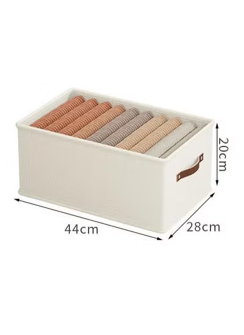 Topyich 3 Pcs Foldable Cube Storage Box with Carrying Handles , Large Oxford Clothes Storage Box, Wardrobe Closet Organizer Bins for Clothes,Jeans (White)  - Image 2