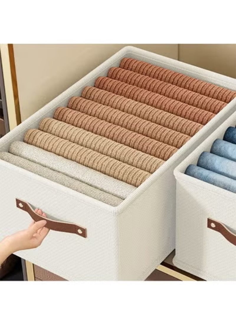 Topyich 3 Pcs Foldable Cube Storage Box with Carrying Handles , Large Oxford Clothes Storage Box, Wardrobe Closet Organizer Bins for Clothes,Jeans (White)  - Image 3