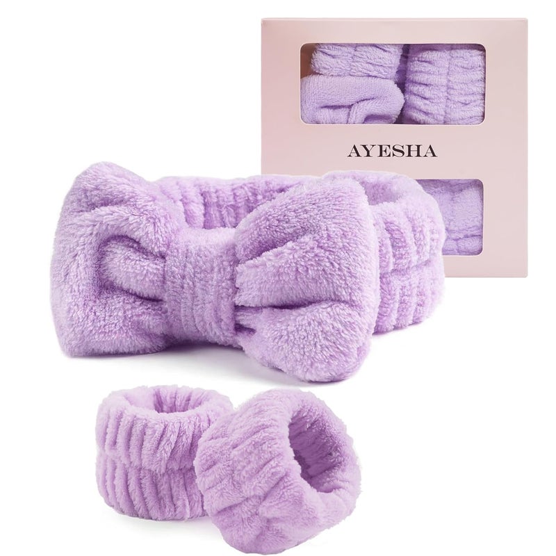 Ayesha Ayesha Spa Headband and Wristband Set for Skincare Washing FaceMakeup Headband Wrist Cuffs for Preppy Skincare for Women Girl