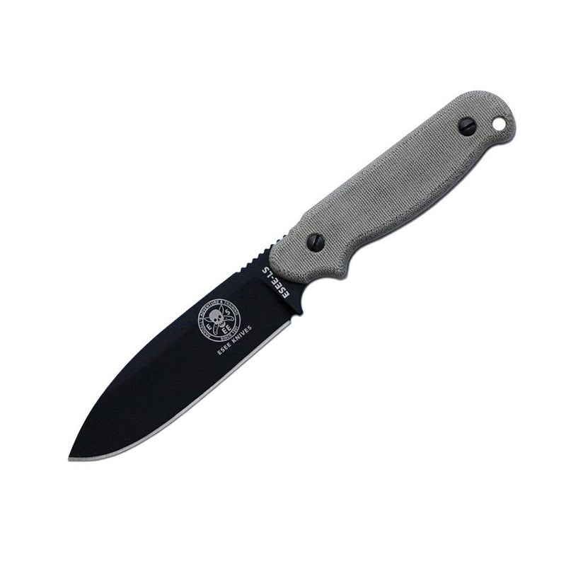 ESEE Laser Strike Knife, Black Blade, Micarta Handles, Kydex Sheath - Image 1
