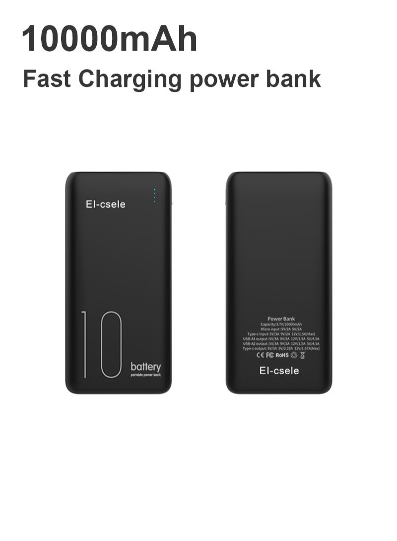 El-csele 10000mAh Power Bank Fast Charging for Samsung iPhone Huawei etc. Triple Ports for Phones iPad Earbuds Compact Travel Design Long-Lasting Battery with Type-C Fast Self-Charge - Image 1