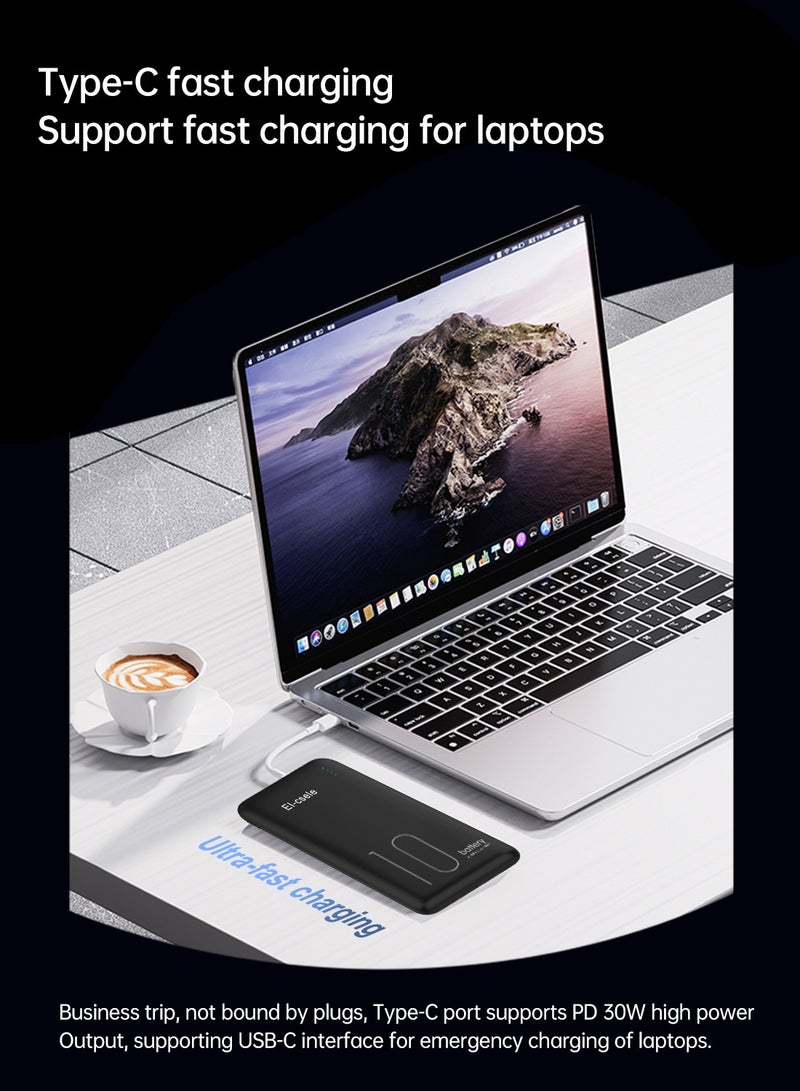 El-csele 10000mAh Power Bank Fast Charging for Samsung iPhone Huawei etc. Triple Ports for Phones iPad Earbuds Compact Travel Design Long-Lasting Battery with Type-C Fast Self-Charge - Image 4
