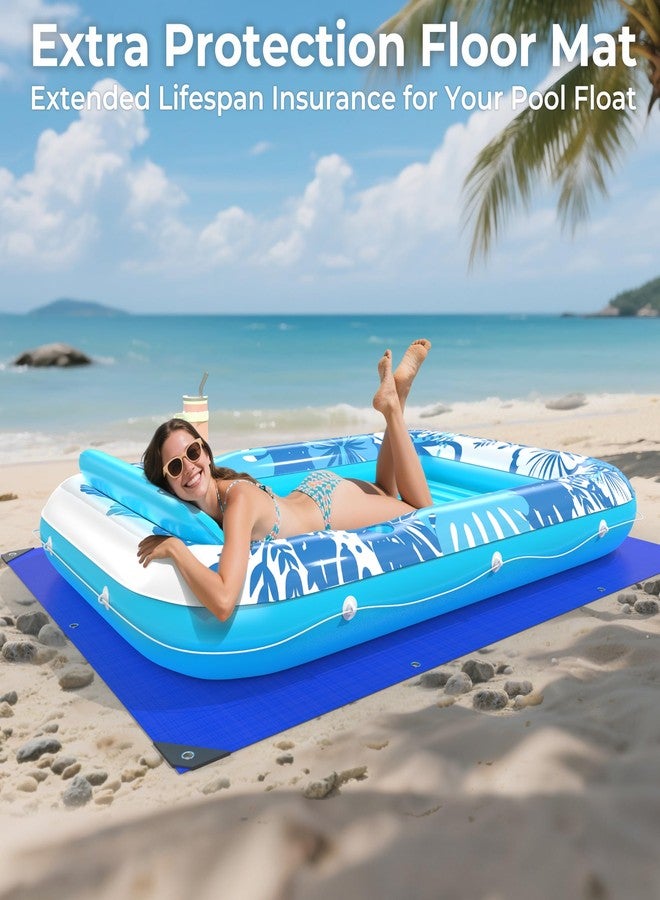 POOLACC Inflatable Tanning Pool Lounger Float with Protection Mat, 85" x 57" Pool Floats Adult with Pillow，6 in 1 Suntan Tub Raft Floatie, Sunbathing Water Bed Lounge Blow Up Kids Ball Pit Party Gifts-Blue - Image 2