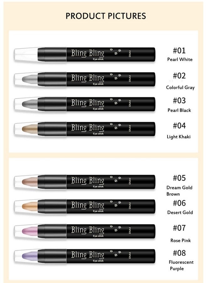 VolksRose 16 Colors Eyeshadow Shimmer Stick Highlighter Eye Shadow Stick Set Colorful Eyeshadow Pencil Crayon Creamy Waterproof Pearly Sparkle Glitter Cream Stick Pen Eyeliner Makeup For Women - Image 2