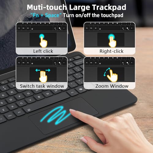 delicase Magnetic Bluetooth Keyboard Cover for Surface Pro 12" 1st 12 inch Laptop Released in 2025 with Backlit (Dark Grey) - Image 5