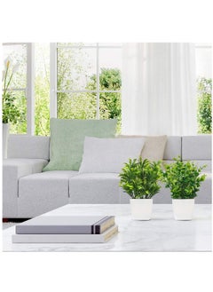 Generic 2pcs Artificial Mini Potted Plants Fake Plastic Eucalyptus Leaves Plants for Office Desk Coffee Table Bathroom Bedroom Home Decorations  - Image 5