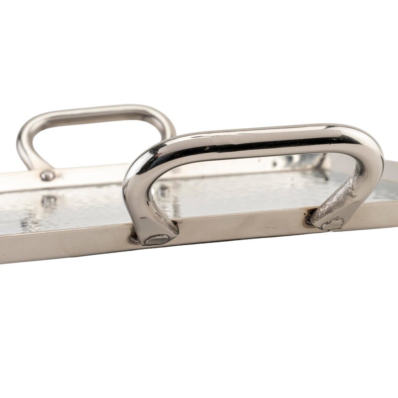 Get G.E.T. SSTPD-1612-MP Heavy-Duty Metal Serving/Ottoman Tray with Handles, 16" x 12", Mirror Polished Steel - Image 3