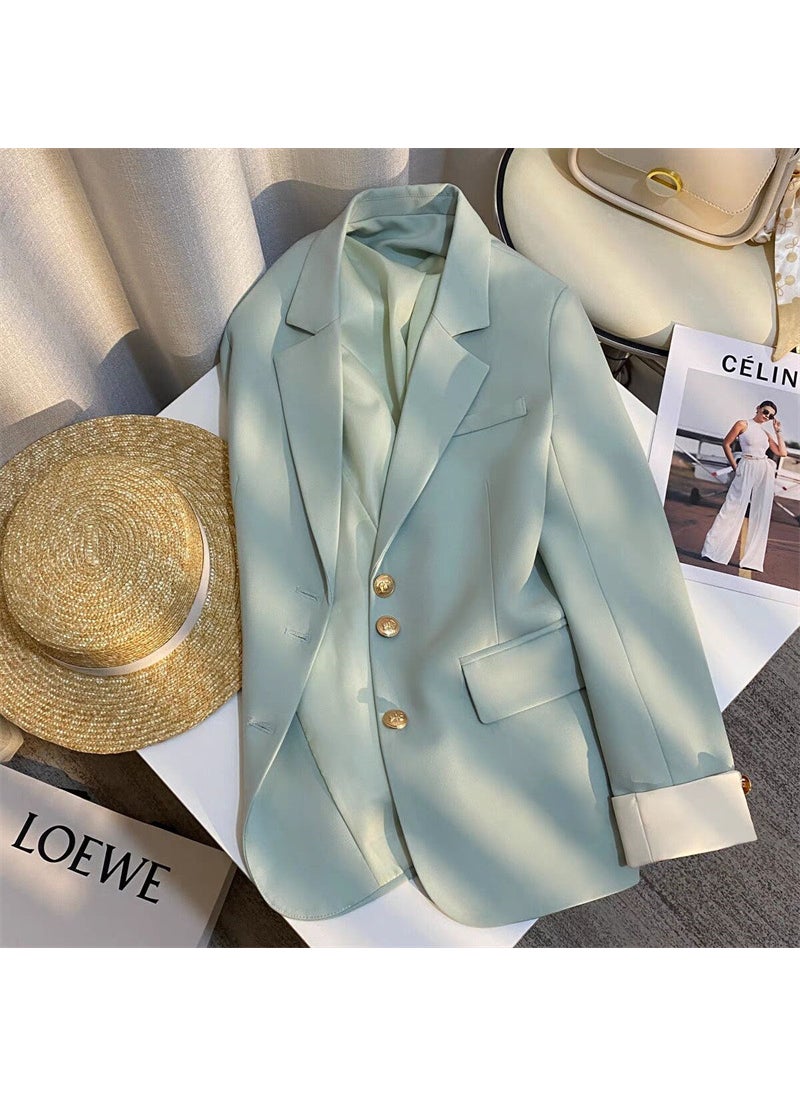 Generic Korean Style Casual Blue Blazer for Women black  - Image 4