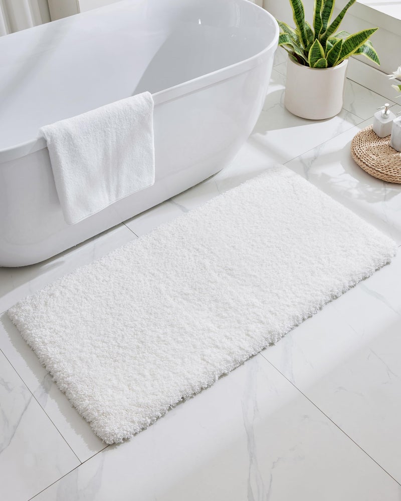 Disolla White Bathroom Rugs 24x48 Non Slip Fluffy Bath Mat for Bathroom Floor Washable Plush Luxury Bath Rug for Tub Soft Shaggy Absorbent Shower Sink Mat - Image 2