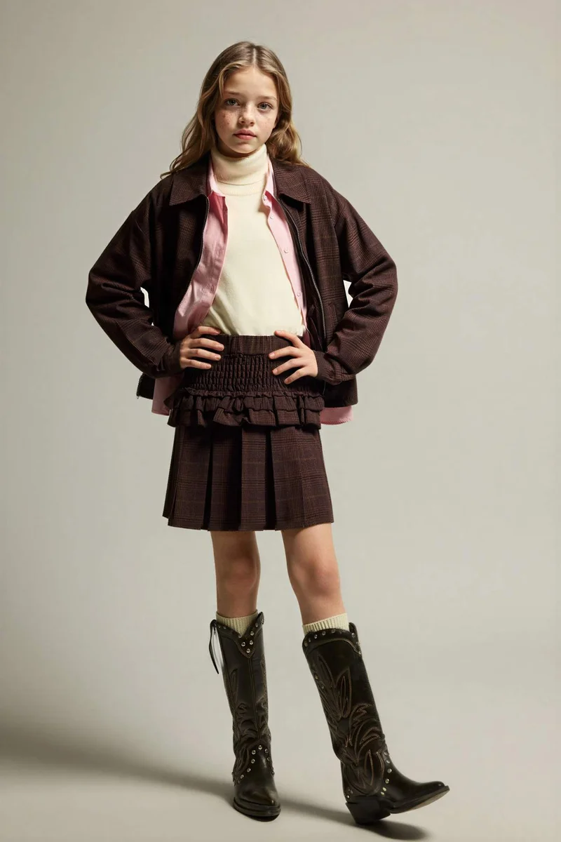 ديفاكتو Girl Velvet Zip-Up Jacket