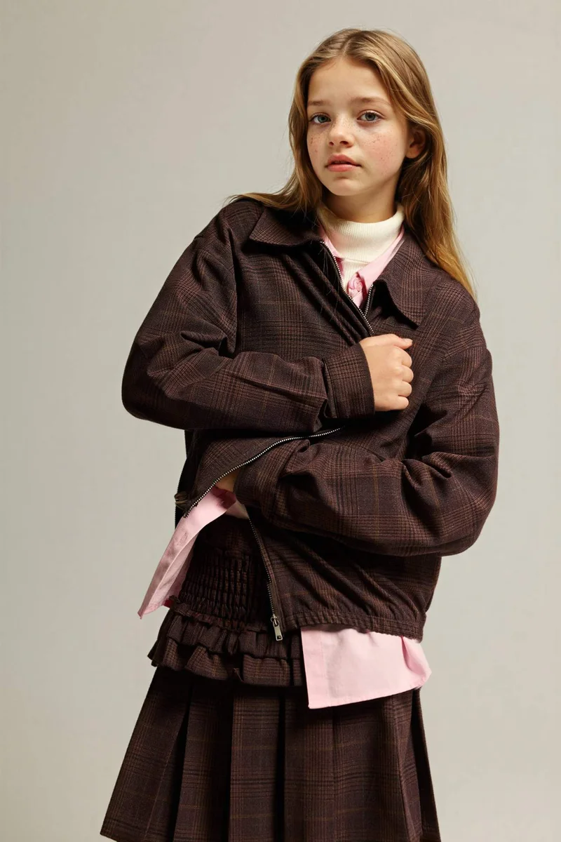 ديفاكتو Girl Velvet Zip-Up Jacket
