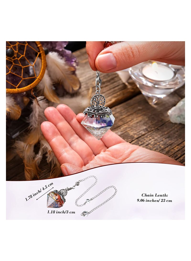 SYOSI - Divination Crystal Dowsing Pendulum Natural Amethyst Pendulum 7 Chakra Dowsing Pendulum Pyramid Crystal for Divination 2 Pieces - Image 1