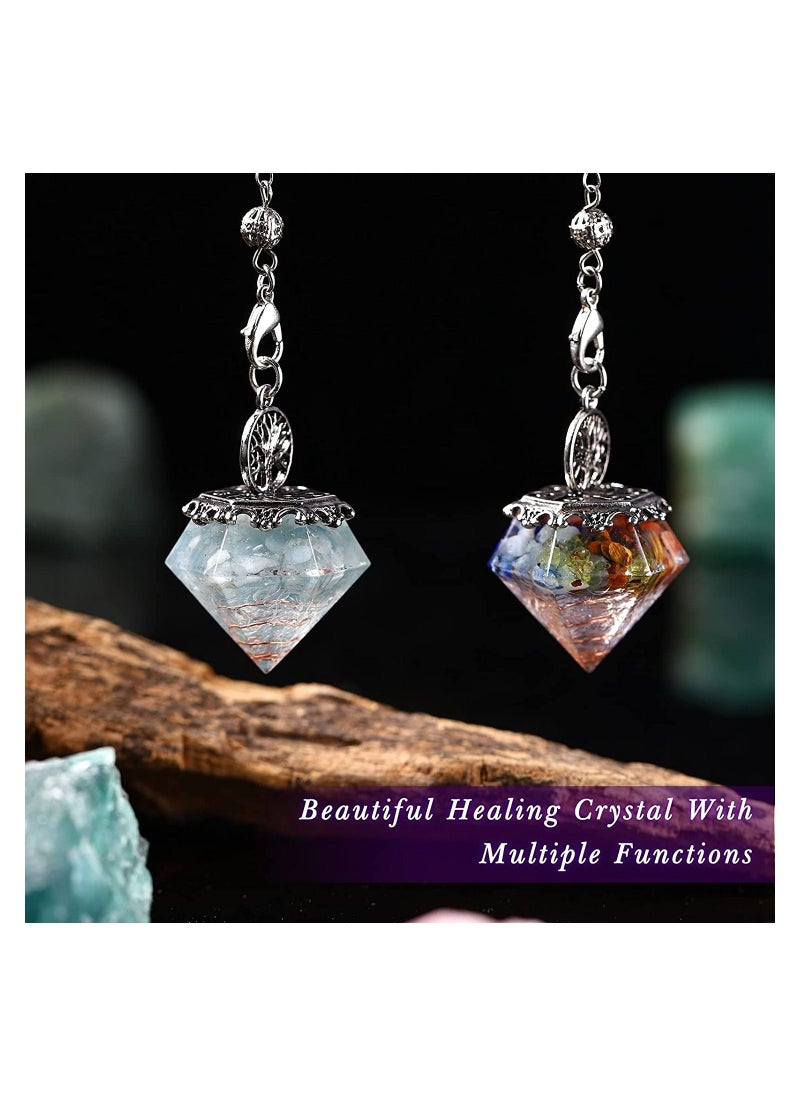 SYOSI - Divination Crystal Dowsing Pendulum Natural Amethyst Pendulum 7 Chakra Dowsing Pendulum Pyramid Crystal for Divination 2 Pieces - Image 1