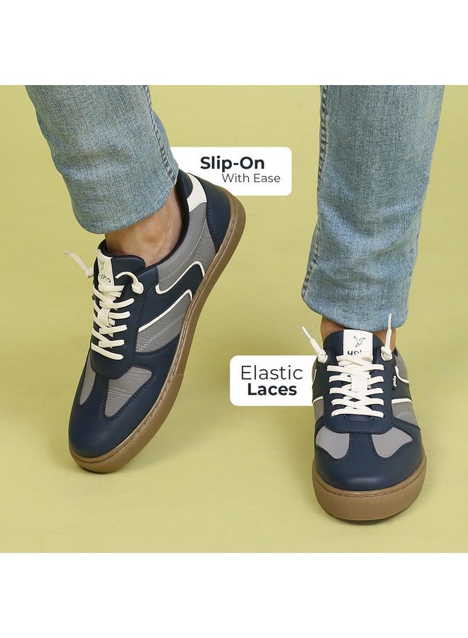 YOHO Stride Men’s Trendy Colour-Blocked Slip-On Sneakers (SoS) | Mystery Blue - UK 8 - Image 3