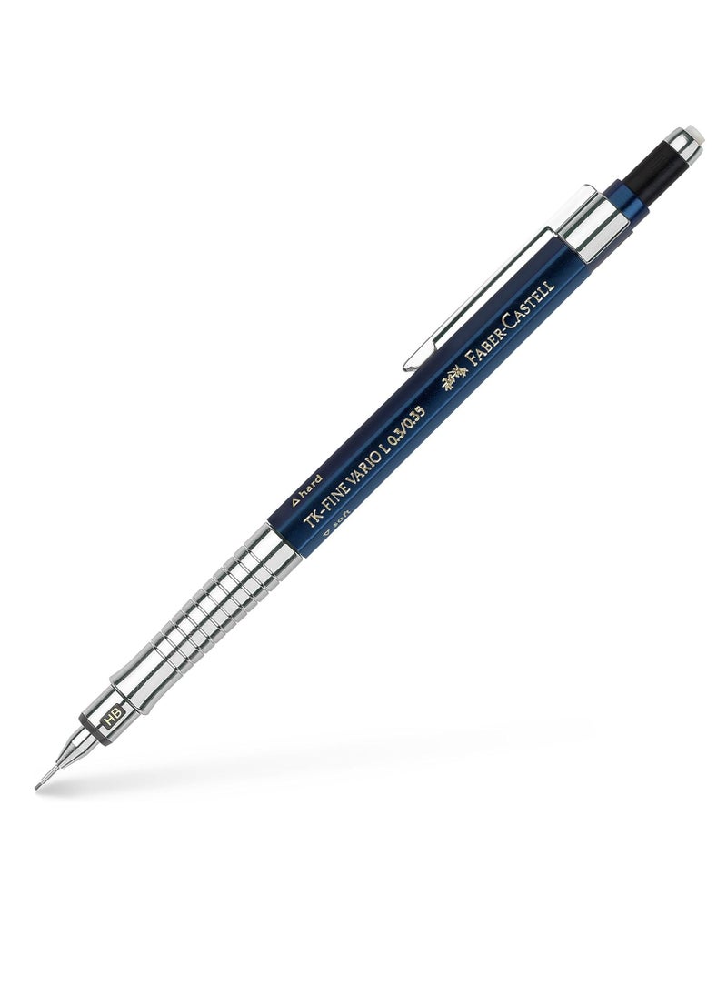 فابير كاستل قلم رصاص ميكانيكي من فابر كاستل TK-Fine Vario L بقطر 0.35 ملم باللون النيلي. الوضع الناعم: آلية توسيد ضد كسر الرصاص للكتابة العامة. الوضع الصلب: آلية تثبيت الرصاص للرسم والتصميم.  - Image 2