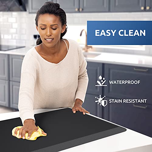 KitchenClouds Kitchen Mat Cushioned Anti Fatigue Rug 17.3"x60" Water Resistant Non Slip Standing Desk Mat Comfort Floor Mats for House Sink Office (Black) - Image 3