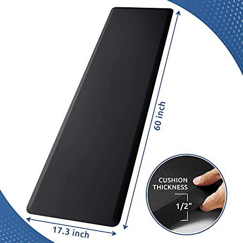 KitchenClouds Kitchen Mat Cushioned Anti Fatigue Rug 17.3"x60" Water Resistant Non Slip Standing Desk Mat Comfort Floor Mats for House Sink Office (Black) - Image 2