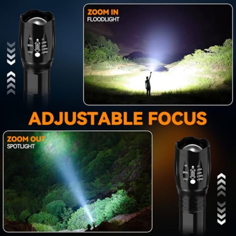 LED Flashlight 2 Pack, Small Flashlights Powerful High Lumens 5 Modes, Waterproof Zoomable Mini Tactical Flash Light for Home Emergencies Camping - Image 3