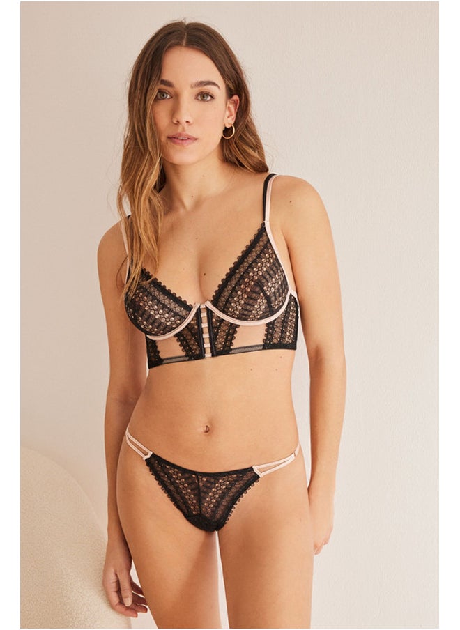 Satin lace bustier bra