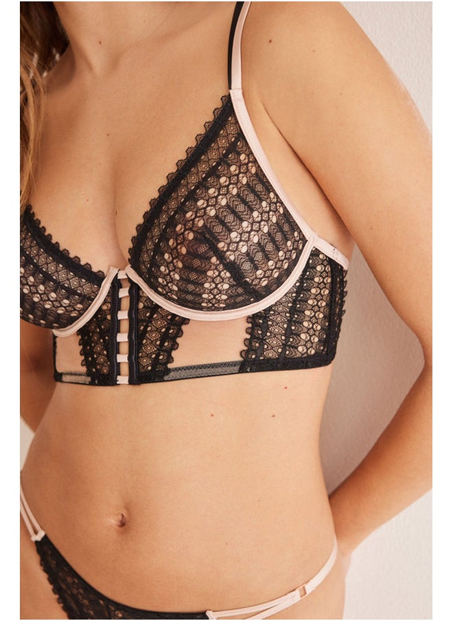 Satin lace bustier bra