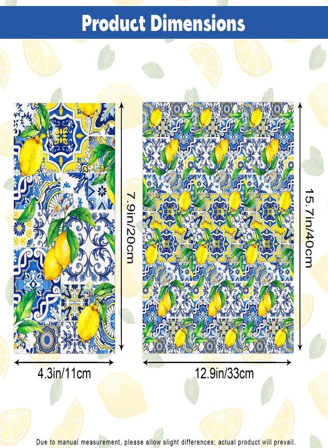 Ysqool 20 Pcs Lemon Napkins, Blue and Yellow Tile Lemon Disposable Guest Towels, Summer Fruit Napkins Decorative Paper Hand Towels for Bathroom Bridal Baby Shower Birthday Wedding Party Decorations - Image 2