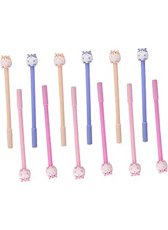 12 Pack Cartoon Neutral Pens For School Office Comfortable Grip Stylish Writing Tools - Image 1