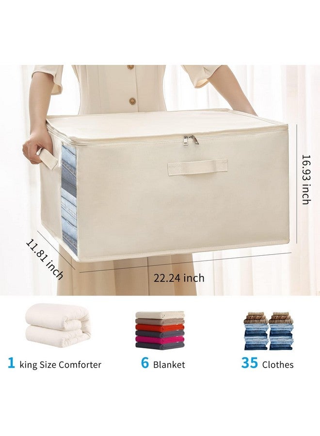 Golden Bird Golden bird Large Canvas Comforter Storage Bags Closet Organizer for Clothes Sweater Blanket Clothes Organizer with Dual Zipper (22.24 inches L,16.93 inches H, 11.81 inches W) (3 pcs, Large)  - Image 2