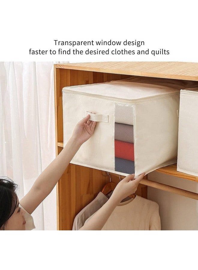 Golden Bird Golden bird Large Canvas Comforter Storage Bags Closet Organizer for Clothes Sweater Blanket Clothes Organizer with Dual Zipper (22.24 inches L,16.93 inches H, 11.81 inches W) (3 pcs, Large)  - Image 3