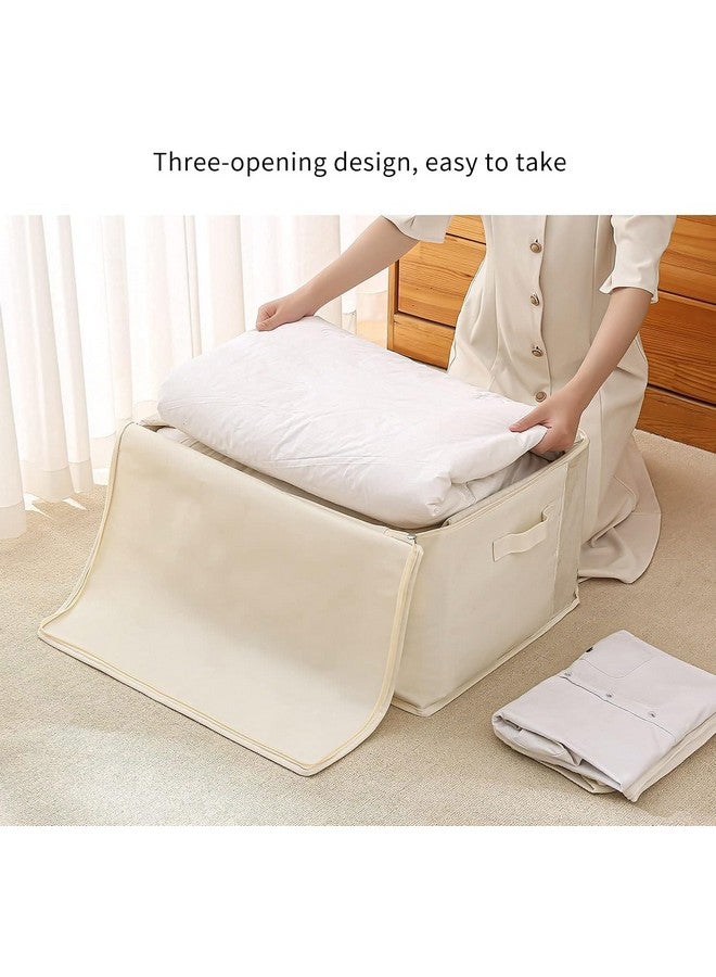 Golden Bird Golden bird Large Canvas Comforter Storage Bags Closet Organizer for Clothes Sweater Blanket Clothes Organizer with Dual Zipper (22.24 inches L,16.93 inches H, 11.81 inches W) (3 pcs, Large)  - Image 5