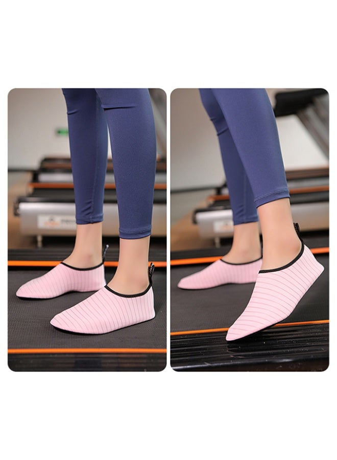 BUPY Water Shoes for Women Men Kids, Barefoot Quick-Dry Aqua Water Socks Slip-on Swim Beach Shoes for Snorkeling Surfing Kayaking Beach Walking Yoga(Pink) - Image 2
