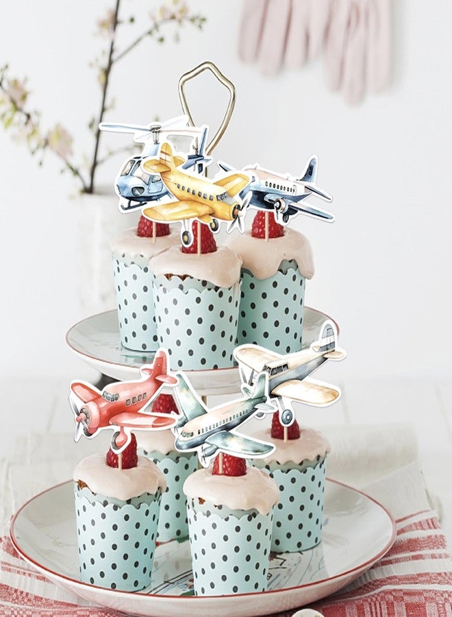 Rsstarxi 36 Pack Airplane Cupcake Toppers Travel Themed Party Decorations Aircraft Plane Cupcake Picks for Aviation Fighter Theme Baby Shower Birthday Party Cake Decorations - Image 3