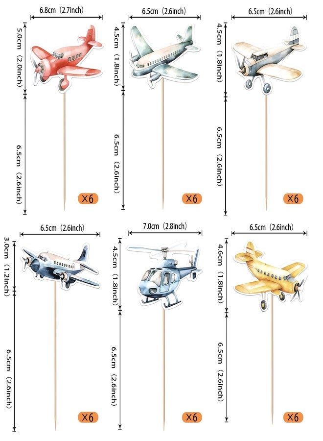 Rsstarxi 36 Pack Airplane Cupcake Toppers Travel Themed Party Decorations Aircraft Plane Cupcake Picks for Aviation Fighter Theme Baby Shower Birthday Party Cake Decorations - Image 2