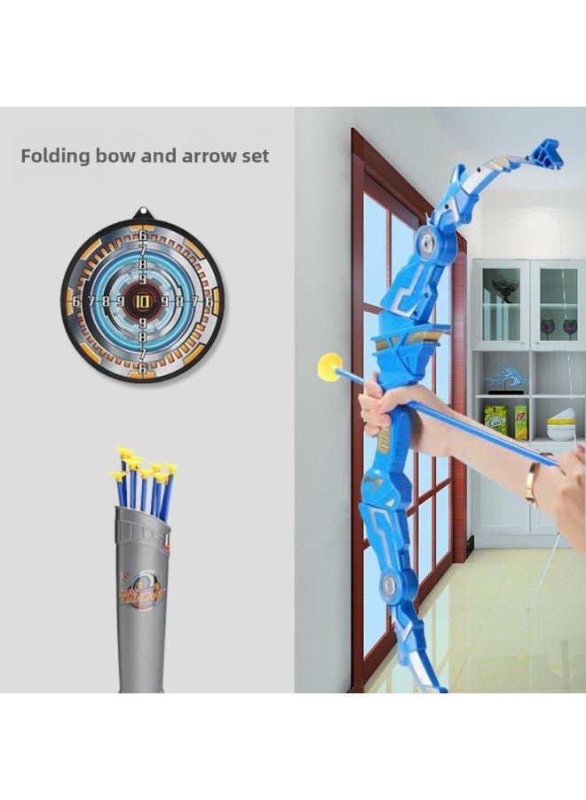 Outdoor Toy Suction Cup Children Archery Beginner Shooting Sports Leisure Plastic Bow Arrow Arrow Set Bow Arrow Toy-Color:Folding Blue Upgrade (Send Target) - Image 2