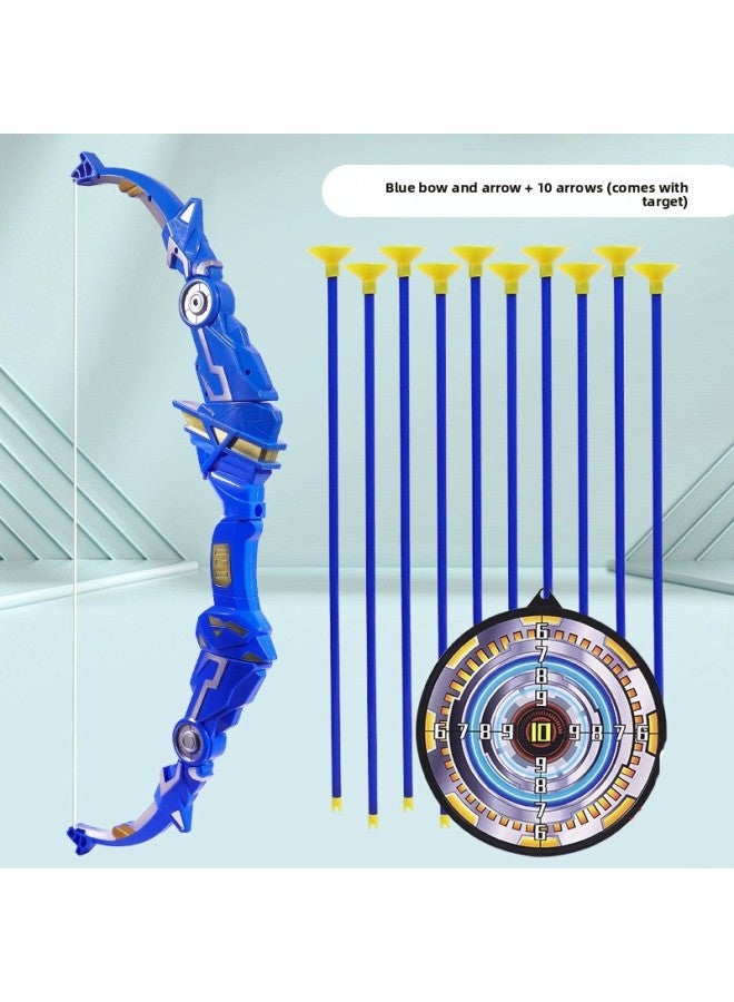 Outdoor Toy Suction Cup Children Archery Beginner Shooting Sports Leisure Plastic Bow Arrow Arrow Set Bow Arrow Toy-Color:Folding Blue Upgrade (Send Target) - Image 1